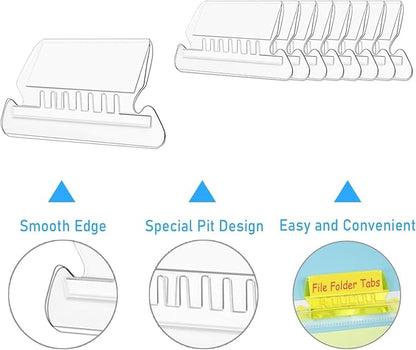 File Folder Tabs, Insertable Plastic Tabs Hanging Folder Tabs,100 Pcs Hanging File Folder Tabs with 200Pcs Inserts for Hanging Folders (Clear)