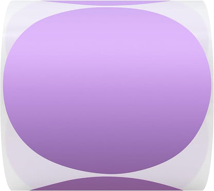 Hybsk 3 inch Circle Color Direct Thermal Stickers Shipping Labels for Barcodes,Name Tag,DIY Logo Design,QR Code,Inventory– Compatible with Zebra,Rollo,Munbyn,and More-750 pcs (3 inch,Purple)