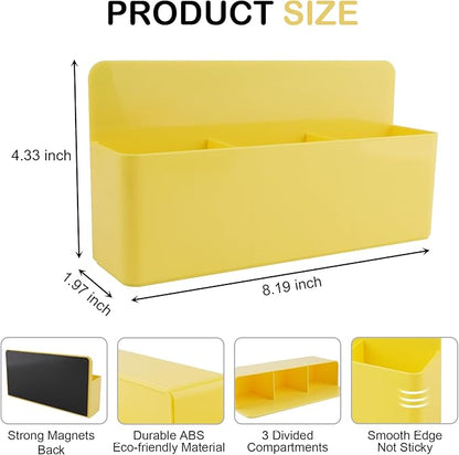 Magnetic Pen Holder,3 Compartments Magnetic Dry Erase Marker Holder,Extra Strong Magnet Storage Marker Pen Pencil Organizer for Refrigerator,Whiteboard,Locker Accessories(Long Style)