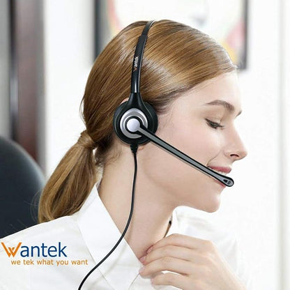 Wantek 2.5mm Telephone Headset with Mic Noise Cancelling, Office Phone Headset Compatible with AT&T ML17929 Panasonic Vtech RCA Uniden Cisco SPA Grandstream Polycom Cordless Dect Phones(A600F)