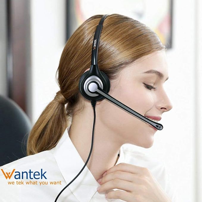 Wantek Office Phone Headset, 2.5mm Telephone Headset with Mic Noise Canceling Compatible with Cordless Phones Panasonic AT&T ML17929 Vtech RCA Cisco SPA Polycom Uniden Grandstream Clarity(A602F)