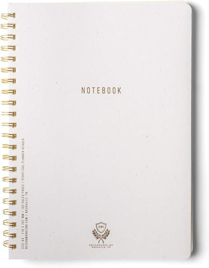 DesignWorks Ink 8.25" x 11.6" Speckled Ivory White Textured Paper Twin Wire Spiral No. 1 Notebook Journal with 160 Lined Pages for Work, Writing, Journaling