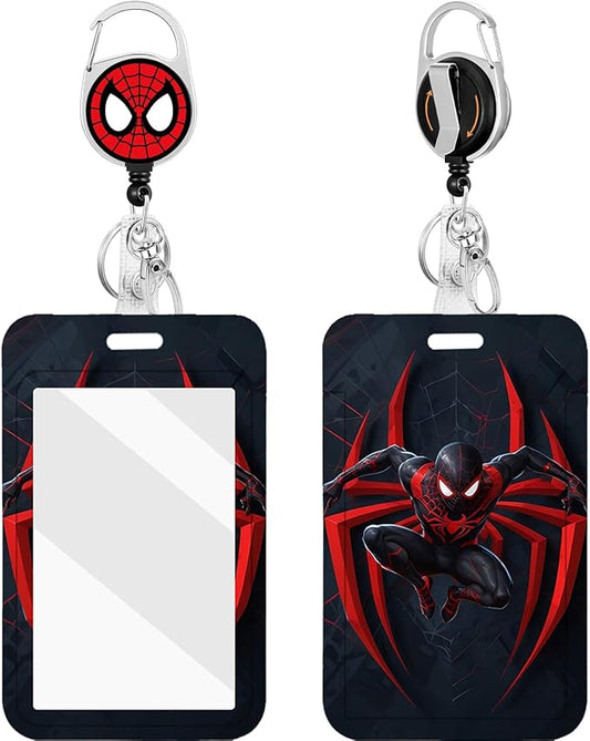 2 Pack for Spider-Man ID Badge Holder with Clip Badge Reels Retractable Heavy Duty Id Card Vertical Lanyard Holder with Carabiner Badge Reel with 24 inches Pull Cord