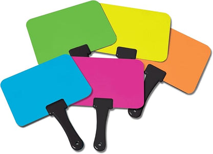 Trainers Warehouse Briteboards: Premium Set of 10 Fluorescent Dry-Erase Response Boards | Versatile, Colorful Paddles for Icebreakers, Voting & More | Perfect for Classrooms & Meetings (5.9" x 7.75")