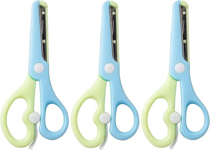 Safety Scissors FOR KIDS 3-Pack, Training Craft Scissors,Ergonomic Handle Perfect for Paper Cutting, (BLUE)
