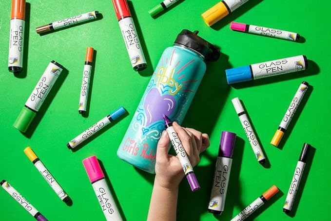 Glass Pen Window Marker: Liquid Chalk Markers for Glass, Car Marker or Mirror Pen with Washable Paint - Graduation Car Windows, Storefront Window, Wedding, Parade, Party & Holiday (Blue, Fine Tip)