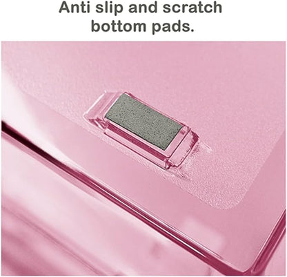 Acrimet 3 Tier Side Load Letter Tray Facility, Desktop File Organizer, A4 Letter Size Paper Organizer, Minimalist Storage Solution Paper Tray for Office, Home, Classroom (Plastic, Clear Pink Color)