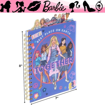 Innovative Designs Barbie Tab Journal Notebook, Spiral Bound, 96 Lined Pages, 8 x 7 inches, Purple
