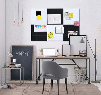 Large 11.8"x11.8" Felt Board Tiles for Wall with 30 Push Pins, Pack of 6 Pin Board Notice Boards for Home Office Kitchen, Bulletin Board Wall Tiles for Photos Memos