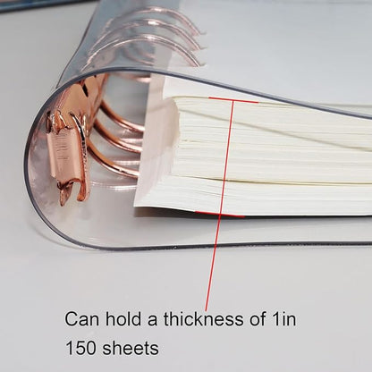 LALAFINA 3pcs Rose Gold Hand Book 6- Ring Binder Covers A5 Transparent Binder Cover Binder Cover Snap Button Clear Journal Binder Cover A5 Binders Students Supplies The Album Loose Leaf PVC