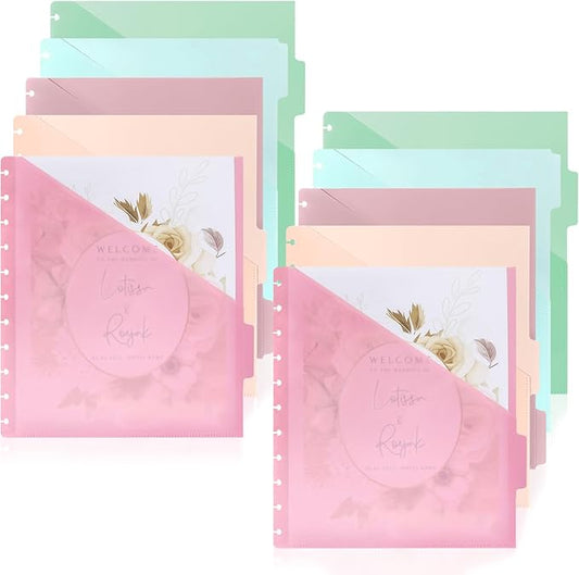 10 Pcs Letter Size Discbound Pocket Dividers Dividers with Tabs and Pockets Discbound Pocket Folders 8.5 x 11 DiscBound Binder Dividers Plastic Dividers with Tabs DiscBound Planner Supplies forOffice