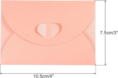 PATIKIL Gift Card Envelopes, 12 Pack Heart Shaped Clasp Small Gift Cards Holder Mini Envelope for Birthdays Weddings, Pink