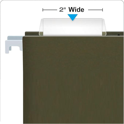 1InTheOffice Plastic Clear Tabs, and Inserts 2" x 5/8", 100/Pack (2")