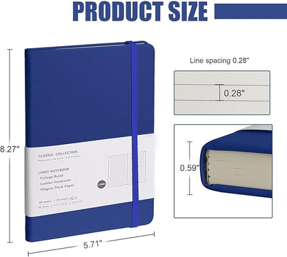 Lined Journal Notebook, (Blue), 160 Pages, Medium 5.7 inches x 8 inches - 100 gsm Thick Paper, Hardcover