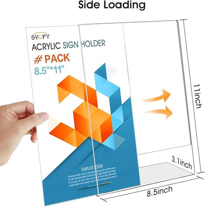 Acrylic Sign Stand Holder - 8.5x11 Inches Plastic Acrylic Literature Holders, 12 Pack Sign Holders Suit for Flyer, Magazine, Pamphlet, Booklet Display