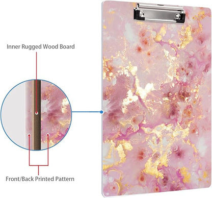 WAVEYU Cute Clipboard, Decorative Office School Fashion Hardboard Wood Nursing Clip Board for Standard A4 Letter Size for Students, Women,12.5"x 9", Colorful