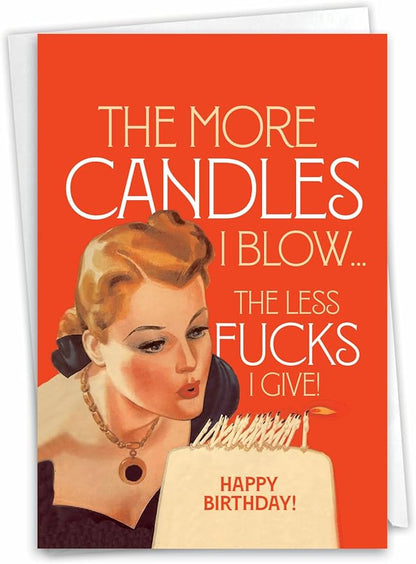 NobleWorks - 1 Funny Women's Birthday Card - Hilarious Bday Greeting Card with Envelope, Sassy Celebration - Candles I Blow C9309BDG