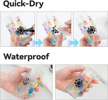 TRANSON 2 Black and 2 White Paint Markers for Fabric Rock Craft Diy Painting Medium Tip Oil Based Waterproof