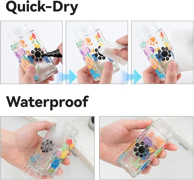 TRANSON Black and White Paint Markers for Fabric Rock Craft Diy Painting Medium Tip Oil Based Waterproof