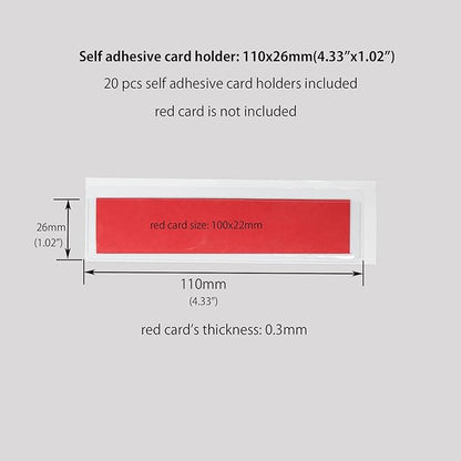 Clear Adhesive Pockets Sleeves,Plastic Self Adhesive Label Holders Pockets Holder for Index Cards Planners Cabinets Shelves (4.33"x1.02"(110x26mm)-20PCS)