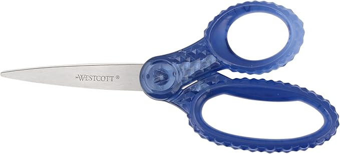 Westcott 7" GEM Crystal-Design Student Scissors, for Kids Aged 12+ - Scissors for School, Craft, Home, DIY, Classroom - Blue