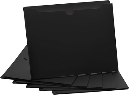 Black File Jackets, 2 Inch Expansion, Letter Size, Reinforced Straight-Cut Tab, 6 Pack