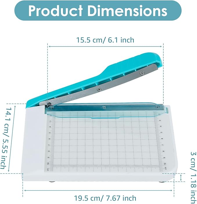 Paper Cutter, 6in Cut Length Small Paper Cutter with Safety Guard Stack Paper Trimmer Portable Curved Strip Paper Cutters Guillotine Paper Cutter for Cutting Coupon Craft Paper Card and Photo