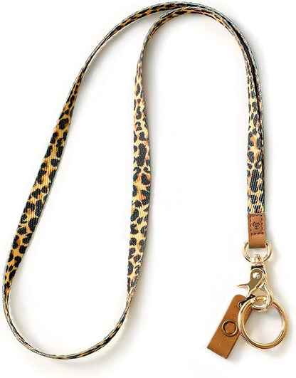 MNGARISTA Neck Floral Key Lanyard for Women, Durable ID Lanyards with Keyring and Clasp for ID Badges, School ID or Wallets, Leopard
