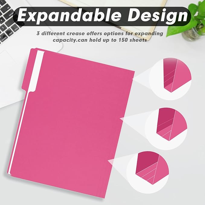 File Folder, RAZCC 250 Pack 1/3 Cut Tab Colored File Folders, File Folder Letter Size for Office Classroom Use, Assorted 5 Colors Folders with Tabs