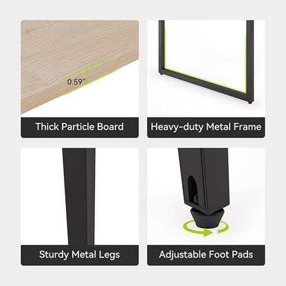 LITTLE TREE 8FT Conference Room Table, 94.48L x 47.21W x 29.52H Boat Shaped Meeting Table, Light Walnut