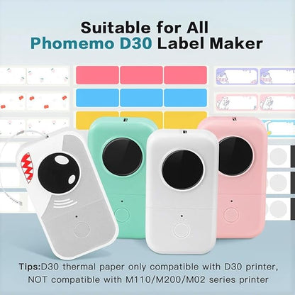 Phomemo Labels-D30 Adhesive Thermal White Label Paper 1/2" X 1 1/2" (12mm X 40mm) 160 Labels/Roll, Black on White, 3 Roll, for Home,Kitchen,School,Office,Gift,Organization