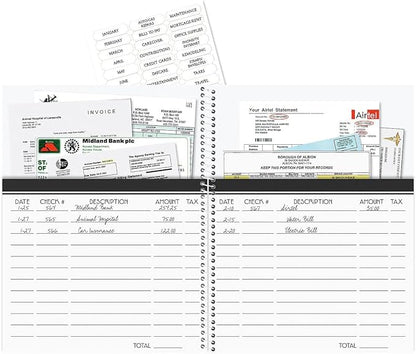 By The Sea Bill Paying Organizer Book - Personal Account book, 9" by 12 inch, Spiral-Bound, 14 Pockets, 32 Label Stickers, Bill Tracking