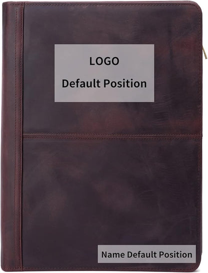 Personalized Genuine Leather Portfolio with 3 Ring Binder, Full Grain Leather Padfolio Zippered, A4 Notebook Holder Customized Professional Folder Organizer Gift for Men and Women, Dark Brown