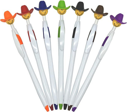 14PCS Fun Cowboy Pens Cowboy Hat Pen Novelty Retractable Ballpoint Pens For Adults School Home Office Stationery Store