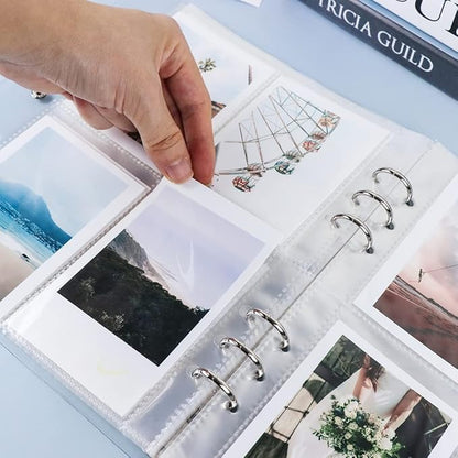 White Frosted PP Kpop Photocard Binder Loose Leaf 6-Ring Wide A5 Photocards Holder with 4 Inch 200 Pockets Photo Pages Transparent Card Sleeve Protectors Page for Photos Cards Album Folder Organizers