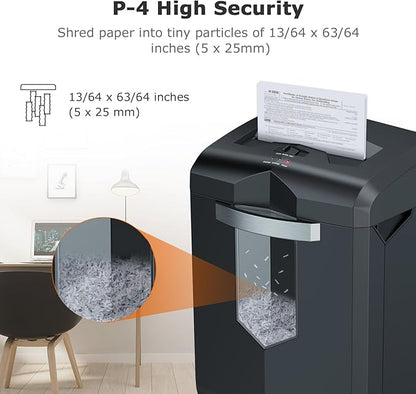 Bonsaii Paper Shredder, 18-Sheet 60-Minutes Shredder for Office Heavy Duty Cross-Cut Shredder with 6 Gallon Pullout Basket 4 Casters(C149-C)
