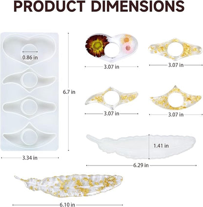 Motiloo Feather Shape Silicone Mold,Bookmark Resin Mold Set with Book Page Holder Reading Rings Birthday Gifts for Teachers Women Readers Book Lover
