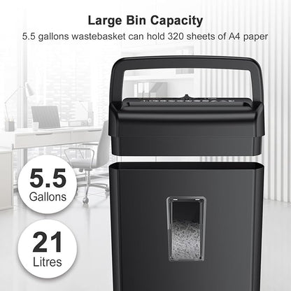 Bonsaii 10-Sheet Cross Cut Paper Shredder, 5.5 Gal Home Office Heavy Duty Shredder for Credit Card, Staple, Clip with Transparent Window(C209-D)