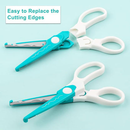 6Pcs/Set Craft Scissors Decorative Paper Edge Scissors With Storage Box Set, 5 Kinds Zig Zag Edges Scissors Great for DIY Projects Paper Card,Photo, Scrapbook,Office School Home Manual (Green)