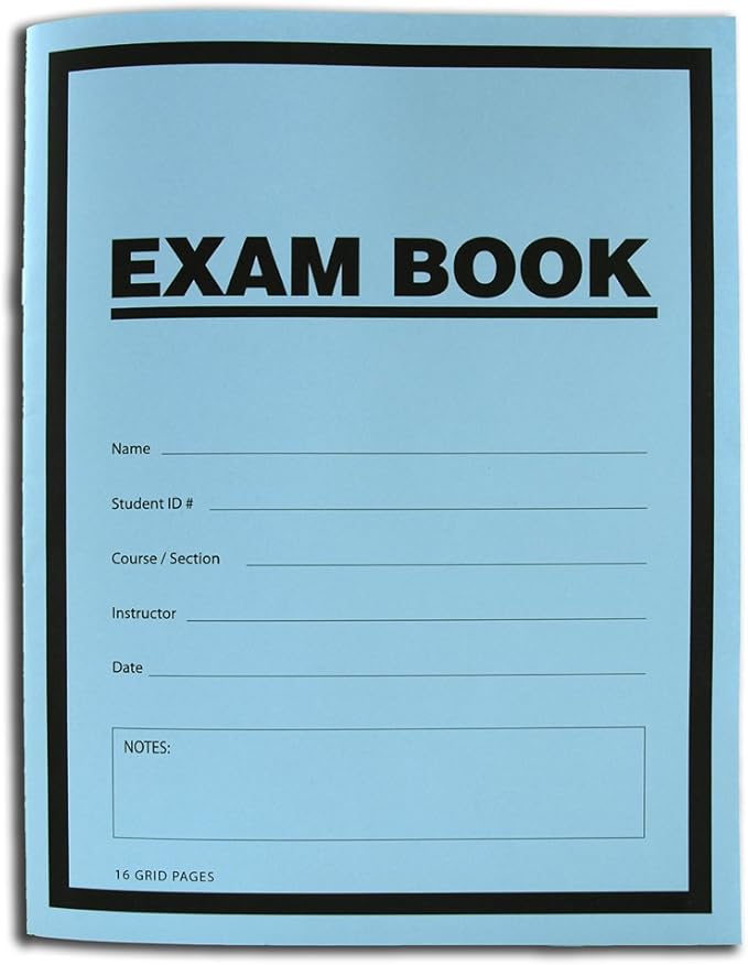 BookFactory Exam Blue Book/Blue Exam Book/Blue Test Book (Grid Format) 8 1/2" x 11" - 16 Numbered Pages (25 Pack) Saddle Stitched (LAB-016-7GSS (Exam Book) 25 Pack)