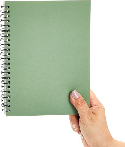 Paper Junkie 5 Pack Spiral Journal - Small Notebooks Bulk 6" x 8" with 120 Lined Pages for Work, Students, School, Writing (5 Colors Kraft Paper Covers)