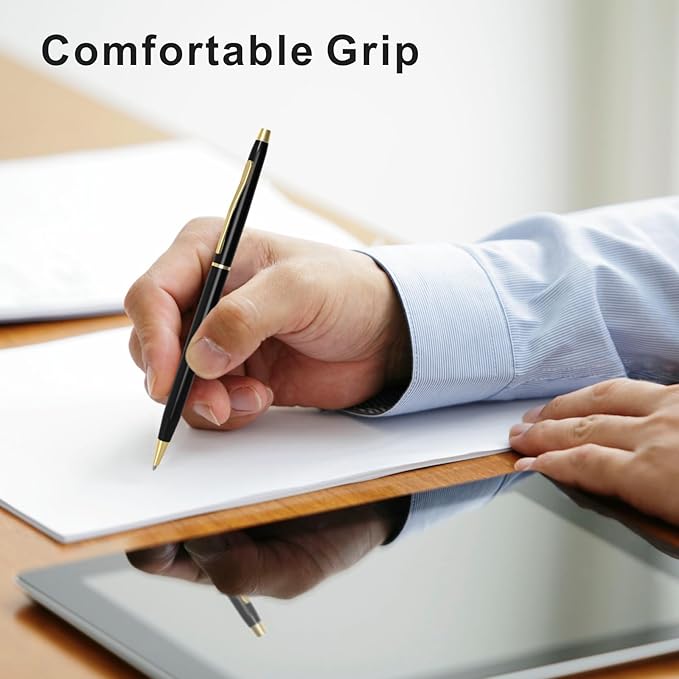 Cambond Black Pens Ballpoint Pens - Black Ink Bulk Pens 1.0 mm Medium Point Smooth Writing Office Pens for Men Women Police Uniform Office Business, 10 Pack (Black)