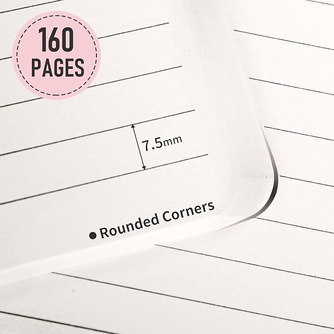 Hardcover Executive Notebooks, 160 Pages Line Ruled Classic Notebook Journal, Leather Notebooks with Pen Loop for Bussiness College Writing (Pink)