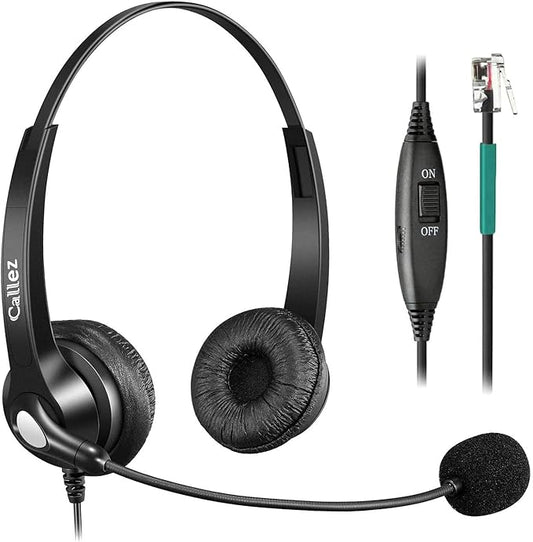 Phone Headset with Microphone Noise Cancelling, Call Center Telephone Headset with RJ9 Jack, Work for Avaya 1408 9508 1416 Shoretel 230 480 Mitel 5220 Polycom NEC Allworx Zultys Aastra Landline Phones