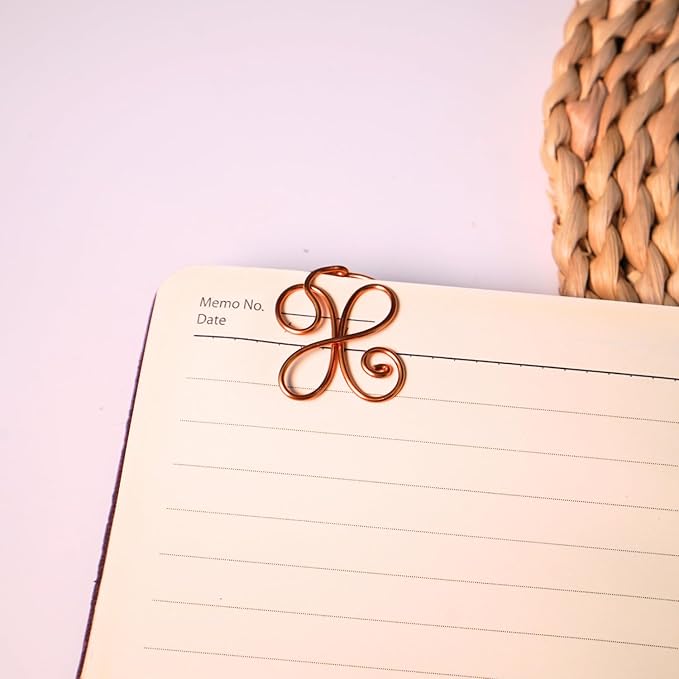 Personalized Initial Copper Bookmark, Set of 5, Handmade Copper Gift for Her, Him, Couple on Birthday, Wedding Anniversary, Alphabet Bookmark (X)