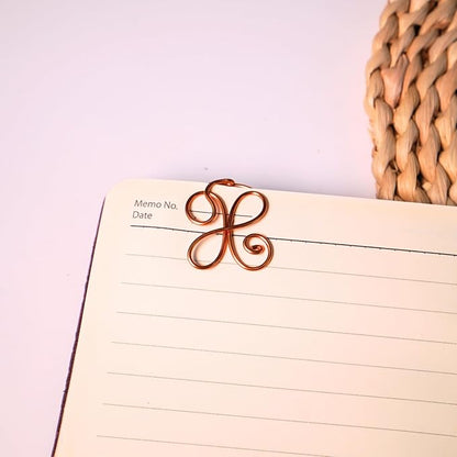 Personalized Initial Copper Bookmark, Set of 5, Handmade Copper Gift for Her, Him, Couple on Birthday, Wedding Anniversary, Alphabet Bookmark (X)