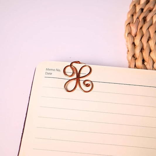 Personalized Initial Copper Bookmark, Set of 5, Handmade Copper Gift for Her, Him, Couple on Birthday, Wedding Anniversary, Alphabet Bookmark (X)