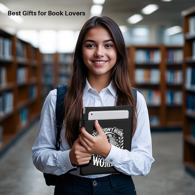 Book Themed Gifts Waterproof Book Sleeve Book Pouch Halloween Reading Gifts Witchy Gifts for Women Friend Auntie Book Covers for Paperbacks Book Accessories Book Protector with Zipper and Front Pocket