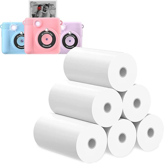 Printer Paper,6 Rolls for Kids Instant Print Camera,HD Printing Thermal Print Paper (6 Rolls)
