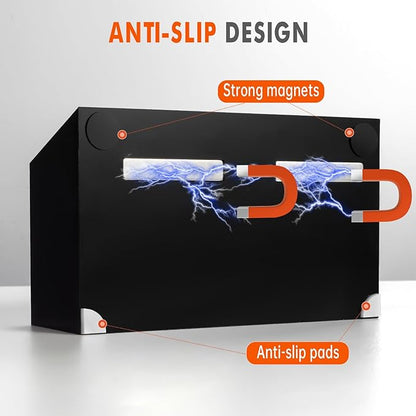 BEYGORM Magnetic Dry Erase Marker Holder for Whiteboard,Non-slip Acrylic Magnet Pen Holder for Fridge Refrigerator,Locker Organizer for Work,Locker Accessories,Pencil Cup for Desk(Black)